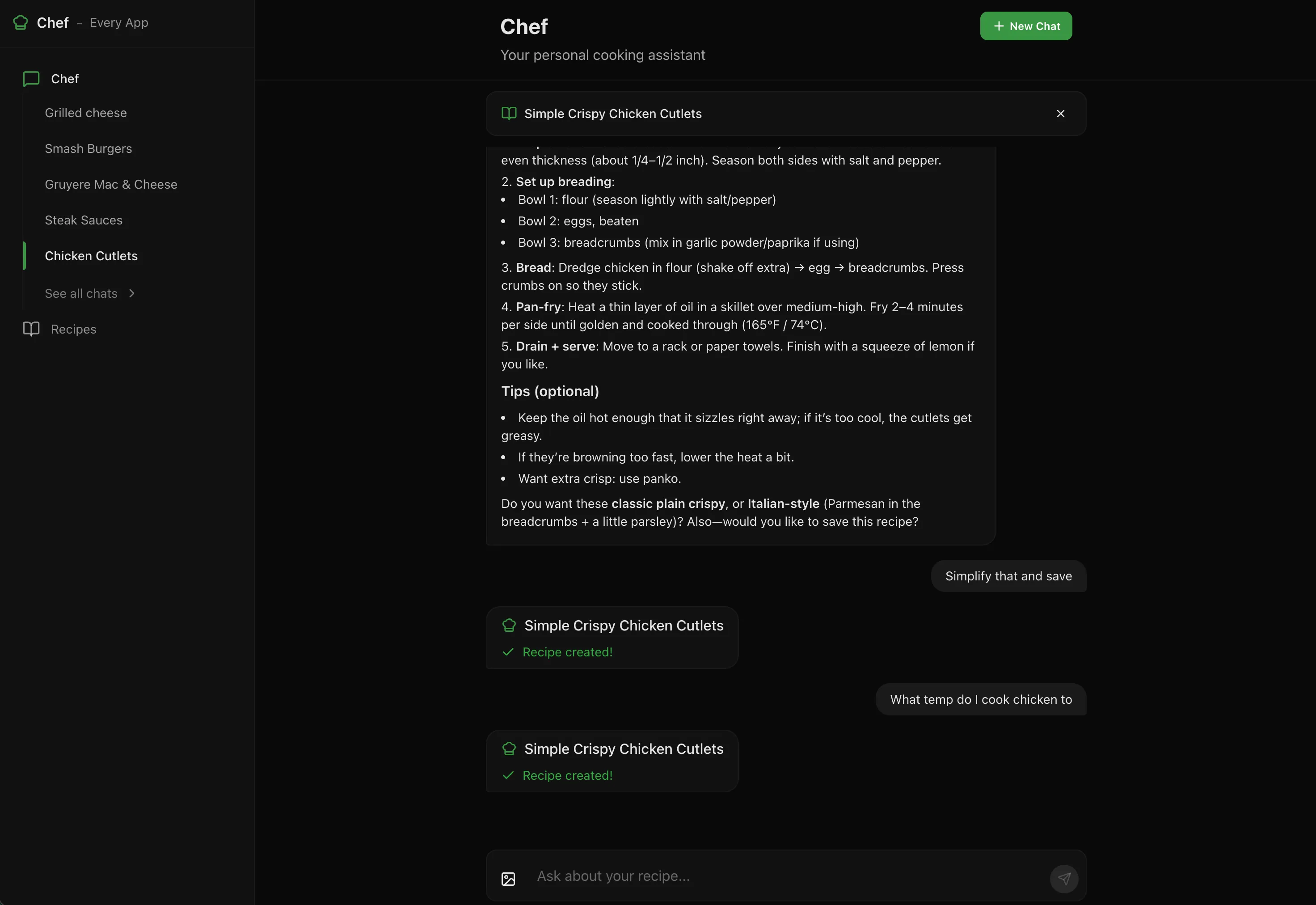 Cooking Assistant Screenshot